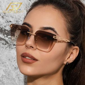 Zonnebrillen Simprect Rimless Square zonnebril Dames 2022 Luxury Brand Designer Quality Sun Glasses Fashion Vintage Retro Shades For Women G230223