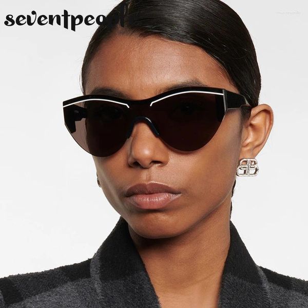 Gafas de sol Ski Cat Eye Women 2023 Diseñador Fashion Cateye Sun Glasses For Men Trend One Piece Sun Gafass Unisex