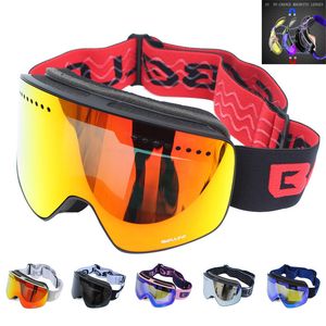 Lunettes de soleil lunettes de Ski avec Double couche magnétique lentille polarisée Ski Anti-buée Snowboard hommes femmes lunettes étui à lunettes