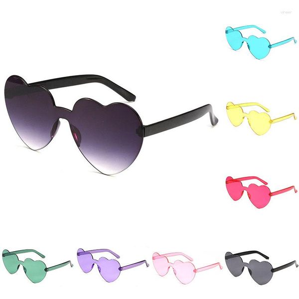 Lunettes de soleil SLove coeur sans monture cadre teinte clair lunettes lunettes métal rétro mode couleur bonbon nuances lunettes