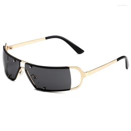 Lunettes de soleil petit cadre mode lunettes Y2k femmes Vintage métal marque Design luxe multicolore lunettes hommes personnalité UV400