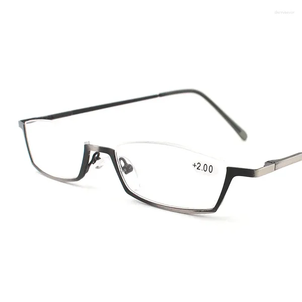 Gafas de sol pequeñas de medio marco para hombre, gafas de lectura para mujer, bisagras de resorte, gafas de aleación graduadas 1,0 1,5 2,0 2,5 3,0 3,5 4,0