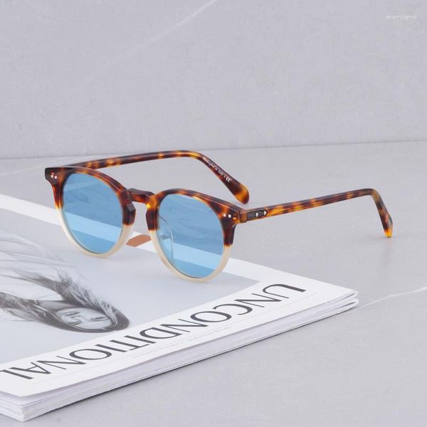 Gafas de sol redondas pequeñas para mujer, gafas de sol polarizadas Retro de acetato Vintage 2023, gafas de sol de diseñador de lujo para mujer