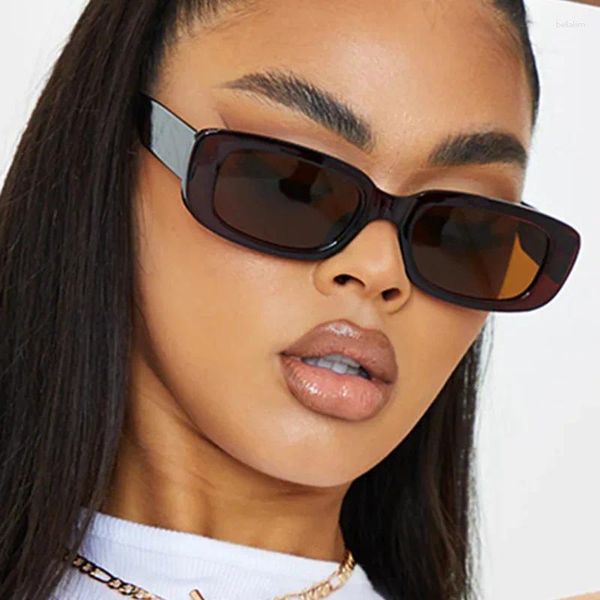 Gafas de sol Small Women Men Trendy Vintage Diseñador de marca Hip Hop Square Gastas verdes Gafas Femeninas Femeninas UV400