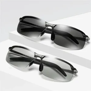 Gafas de sol Smart Day para hombres Noche de doble uso espejo de metal Visión de metal Ojos Polarizado que cambia de color GH884