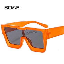 Lunettes de soleil SO EI mode surdimensionné carré une pièce femmes lunettes de soleil rétro hommes Sports de plein air nuances UV400 lunettes de soleil Orange vert lunettes YQ240131