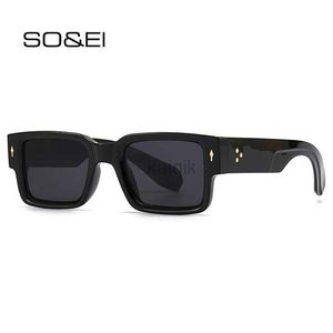 Lunettes de soleil So Ei Fashion Square Femmes Punk Rivets Lunettes de soleil Shades UV400 Vintage Men Tendance Gradient Sun Glasses Shades UV400 240416