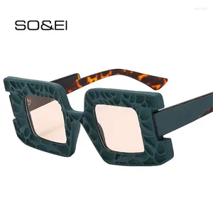 Lunettes de soleil SOEI Mode Unique Double Couleur Carré Femmes Nuances UV400 Rétro Tendance Dégradé Hommes Champagne Lunettes de Soleil