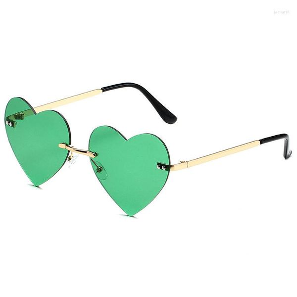 Lunettes de soleil Solid Heart Design Sans monture Femmes Hommes Lunettes de soleil Femme Shades Lunettes pour homme Lunettes