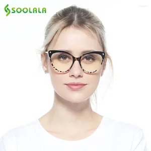 Zonnebril SOOLALA TR90 Cat Eye Leesbril Met Anti Blauw Licht Vrouwen Semi-Randloze Verziend Bescherming Computer