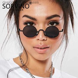 Sonnenbrille Sorvino 2023 Retro dünne runde Steampunk-Sonnenbrille Männer Frauen Markendesignerbrille LA Herren Kreis Sonnenbrille Shades SP152L231214