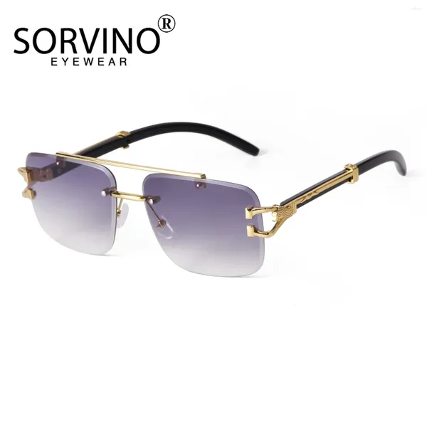 Lunettes de soleil Sorvino 2024 Leopard Head Square Square Femmes hommes Double Bridge Rimless Vintage Rectangle Glèches Sun pour