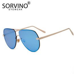 Lunettes de soleil SORVINO Designer Pilot Lunettes de soleil Hommes Femmes 2022 Haute Qualité Années 90 Flat Top Rimless Rose Gold Toad Sun Lunettes Big Shades SP112 YQ240120