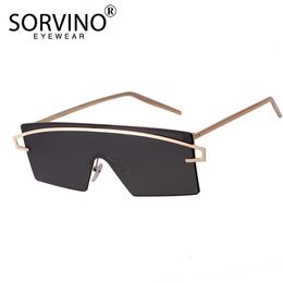 Lunettes de soleil SORVINO Futuristic Rimless Shield Lunettes de soleil Hommes Femmes 90s Designer Gold Frameless Rectangle Mirror Lunettes de soleil Shades SP34 230628