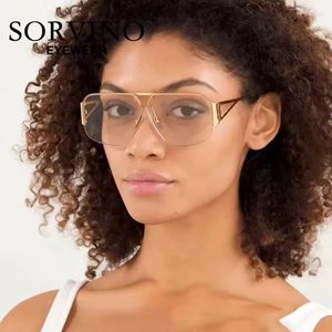 Lunettes de soleil Sorvino Rimless Square Metal Frame Men Femmes Pilot Pilot Eyeglass Lady Design Gradient Eyewear Shades UV400