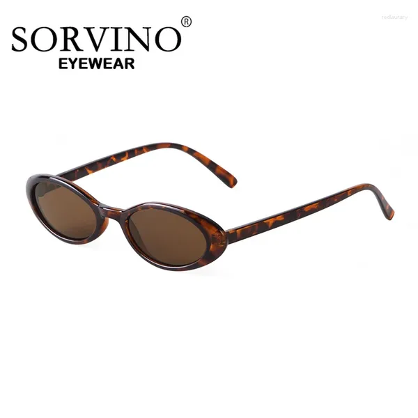 Lunettes de soleil Sorvino Sexy Small Frame ovale Femme Lunes de soleil brun féminin Femme 2024 Brand Designer Retro Colorful Eyeglass