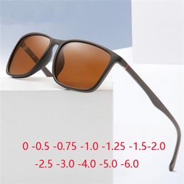 Zonnebrillen sport TR90 vierkante gepolariseerde zonnebrillen mannen Spring been anti -minus lens recept zonnebril diopter 0 -0,5 -0,75 tot -6.0 230526