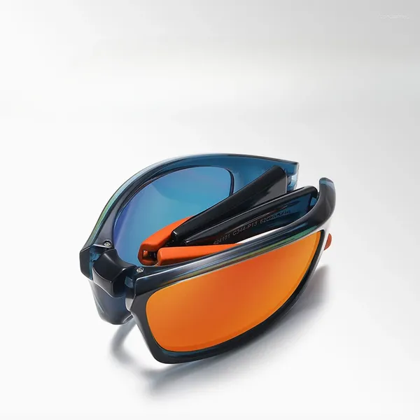 Gafas de sol deportivas plegables para hombres ultraligero TR colorido a prueba de viento portátil montar gafas polarizadas gafas de sol