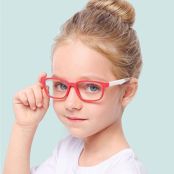 Lunettes de soleil carrées Anti lumière bleue pour enfants, monture optique Flexible, lunettes de Prescription réfléchissantes TR90 pour garçons et filles UV400