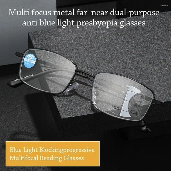 Lunettes de soleil Square Eyeglass de lecture Lunes Multicus Multi-Focus Lumières anti-bleus près de la presbytie lointaine