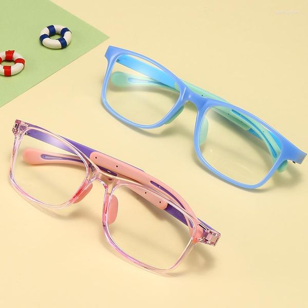 Lunettes de soleil cadre carré enfant Anti-lumière bleue lunettes TR90 rétro Ultra lunettes plat miroir garçon fille classe lunettes