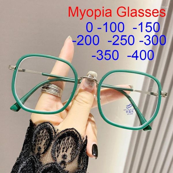 Gafas de sol cuadradas de gran tamaño para mujer, anteojos verdes, montura de diseñador, antiluz azul, gafas de ordenador, acabado para miopía