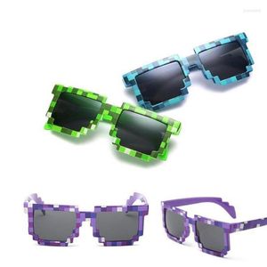 Lunettes de soleil carré Pixel mosaïque lunettes mode Cosplay adultes enfants jeu d'action jouet enfants cadeau décorer