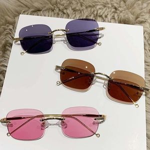 Lunettes de soleil carrées sans bords pour femmes, verres pochromiques unisexes, Design de luxe, Anti-rayon bleu, rétro, myopie intelligente 0 à -4.0