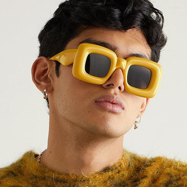 Gafas de sol cuadradas Steampunk fiesta amarillo diseño aire inflación expansión decorar gafas divertido Festival Hippie 2023