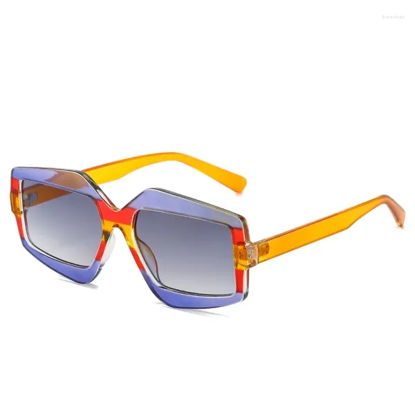 Gafas de sol cuadradas mujer retro marca espejo gafas de sol mujer negro naranja moda colores caramelo feminino