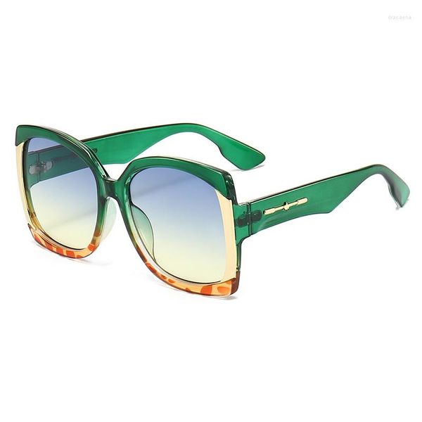 Lunettes de soleil carrées femmes Vintage Designer hommes lunettes de soleil vert violet léopard thé nuances UV400 femme