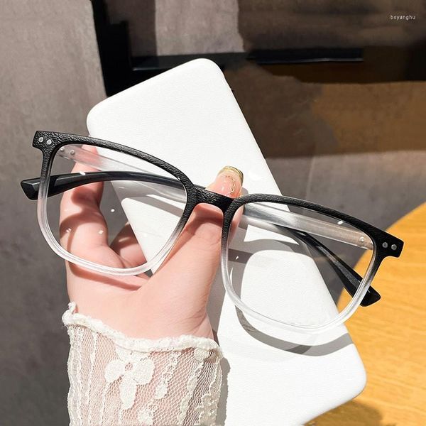 Lunettes de soleil carrées monture de grain de bois myopie lunettes à la mode hommes femmes verres transparents unisexe ultra-léger vintage lunettes à courte vue