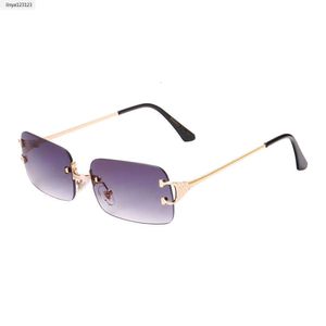 Lunettes de soleil en acier inoxydable Design Shades Cricket Square Sun Lunettes pour hommes Top Marque Élégant 2023 Rimless Rectangle Luxe Sunglass Fasion