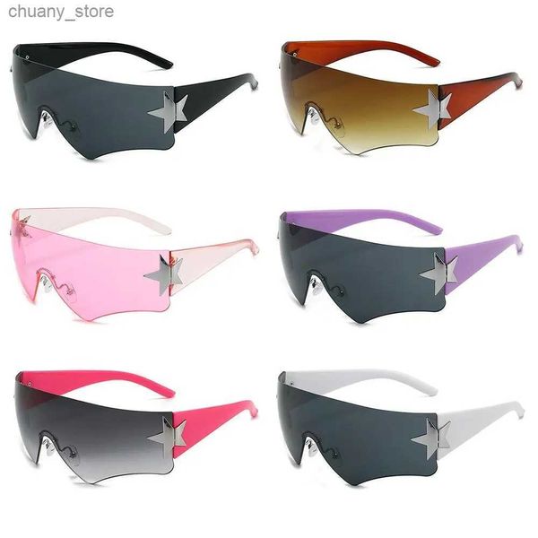 Gafas de sol Stars Y2K Gafas de sol Mujeres Hombres de moda Wrap alrededor de gafas de sol Punk One Piece Goggles Sports Sun Sun Shades Fashion Eyewear Y240416