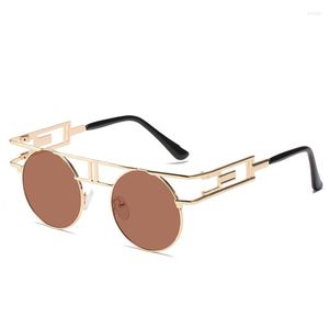 Lunettes de soleil Steampunk Cross Border Retro Metal Round Rimed UV Glasses pour hommes et femmes