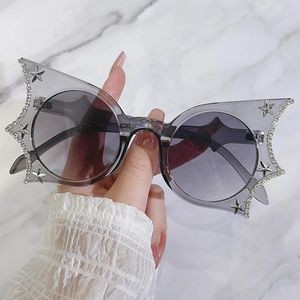 Zonnebril Steampunk Diamanten Vleermuis Dames Heren Trends Strass Zonnebril Persoonlijkheid Vlindertinten Brillen Lentes De Sol