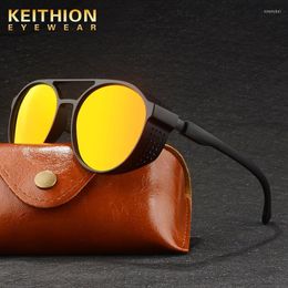 Zonnebril Steampunk Gepolariseerde Vintage Retro Ronde Voor Mannen Vrouwen Hippie Stijl UV400 Zonnebril Oculos De SolSunglasses Kimm22