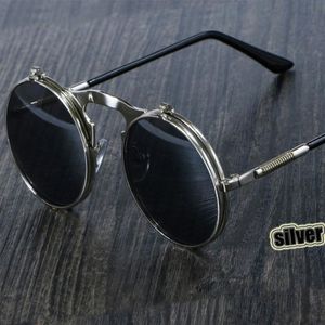 Lunettes de soleil Steampunk Round femme hommes métal