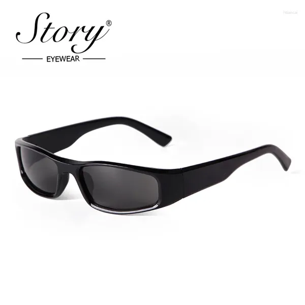 Lunettes de soleil Story Fashion Y2k Sports de rectangle étroit pour femmes hommes 2024 Brand Designer Sun Glasses Cycling Shades Male S77361H