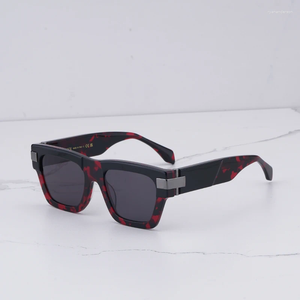 Lunettes de soleil Street Fashion Tortue Rouge Mâle 2024 Arriver INS Style Carré Sunnies Hommes Top Qualité Acétate Lunettes Solaires