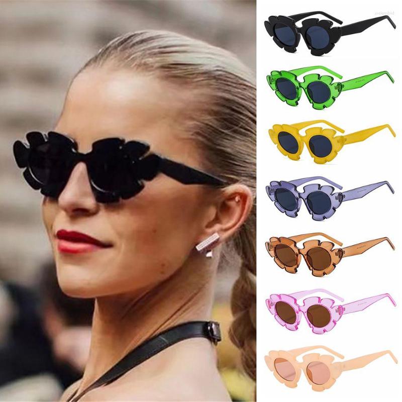 Солнцезащитные очки уличные модные оттенки ретро цветочная форма кошачья глаз пляжные бокалы солнце