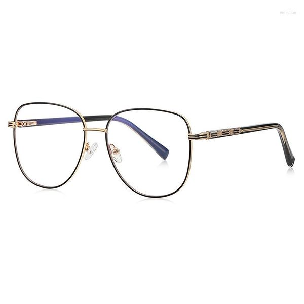 Gafas de sol estilo Metal Oval señoras Anti luz azul gafas mujer marco grande espejo literario patrón antiguo