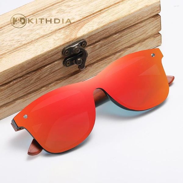 Gafas de sol estilo espejo de una pieza madera de bambú mujeres hombres 2023 alta calidad estética de alta calidad polarizada sombras de madera Uv40