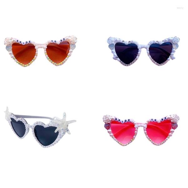 Gafas de sol estilo mujer verano con adorno de perlas traje de fiesta Prop