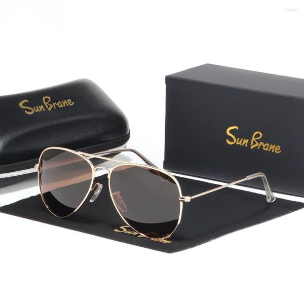 Gafas De Sol SUNBRANE estilo piloto elegante lente óptica Vintage diseño De marca clásica Gafas De Sol 55mm UV400 Gafas De Sol Oculos