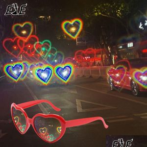 Lunettes de soleil Sunglasse Fashion Heart Shaped Effects Lunettes Regardez les lumières changer de forme la nuit Diffraction Femme 230629 Drop Del Dhqbi