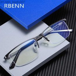 Lunettes de soleil Lunettes de soleil RBENN Ultralight Half Frame Lunettes de lecture Hommes Anti Blue Light Metal Presbytie Lecteur d'ordinateur avec dioptrie 175 225 275 Z230705