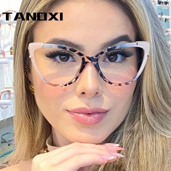 Lunettes de soleil Tanoxi Anti Blue Light Cat Eye Lunettes Cadre pour hommes Femmes Transparent Optique Spectacle Lunettes Ordinateur Blocage Lunettes