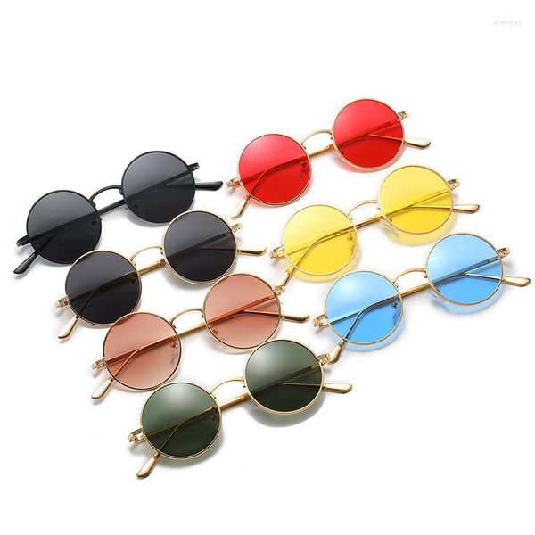 Gafas de sol TEENYOUN Retro redondas para mujeres y hombres, gafas clásicas de Metal para hombre, gafas Vintage UV400, Lentes De Sol para Mujer