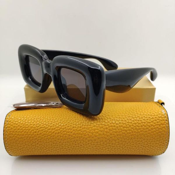 Gafas de sol gruesas y pesadas con escudo estético de acetato para mujer, gafas de sol modernas de diseñador de marca de moda negras para mujer